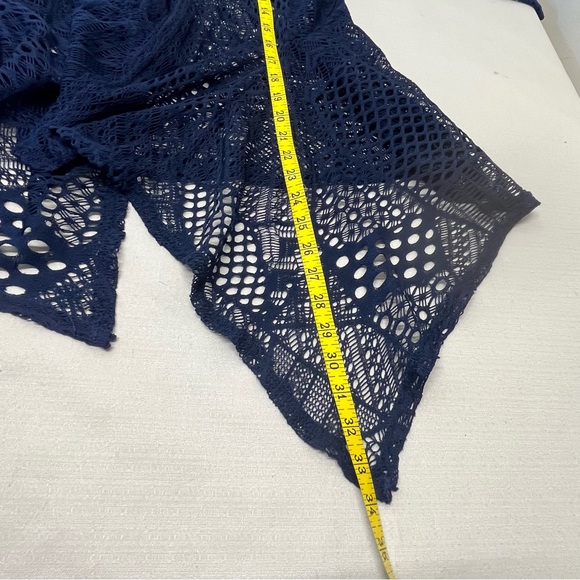 Navy Blue Crochet Open Front Waterfall Cardigan Size S - Picture 10 of 11